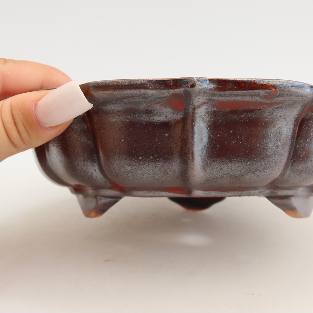 Ceramiczna miska do bonsai 18,5 x 18,5 x 5 cm, kolor metaliczny