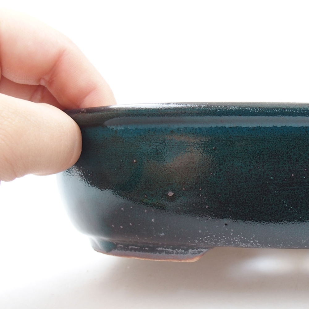 Ceramiczna miska bonsai 19 x 14,5 x 4,5 cm, kolor zielony