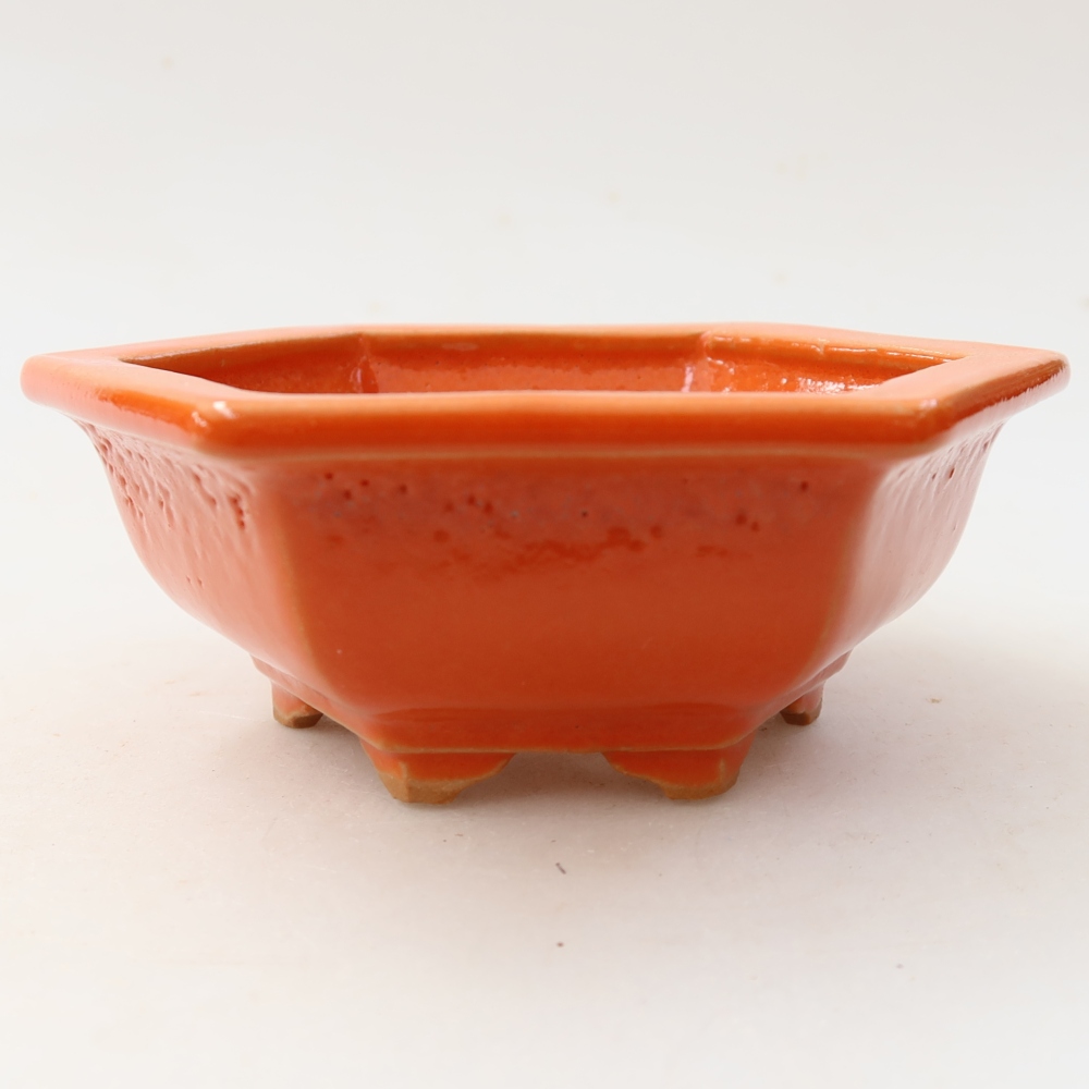Ceramiczna miska do bonsai 12 x 10,5 x 4,5 cm, pomarańczowa