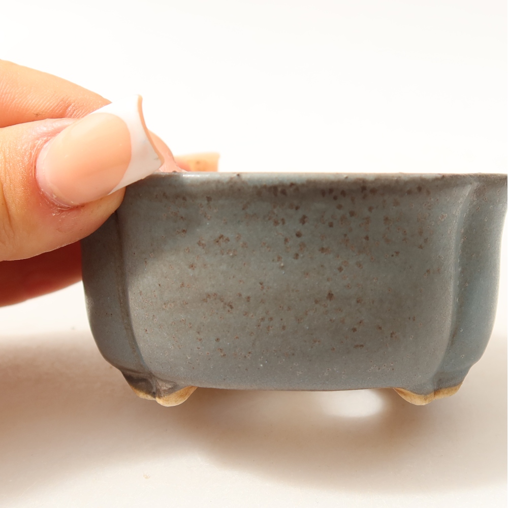Ceramiczna miseczka do bonsai 8 x 7,5 x 3,5 cm, kolor niebieski