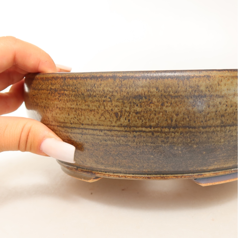 Ceramiczna miska do bonsai 19 x 19 x 7 cm, kolor szary