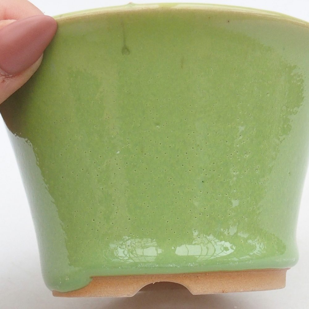 Ceramiczna miska na bonsai 11 x 11 x 7 cm, zielona