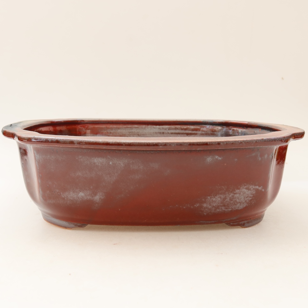 Ceramiczna miska do bonsai 24,5 x 21 x 7,5 cm, kolor czerwony
