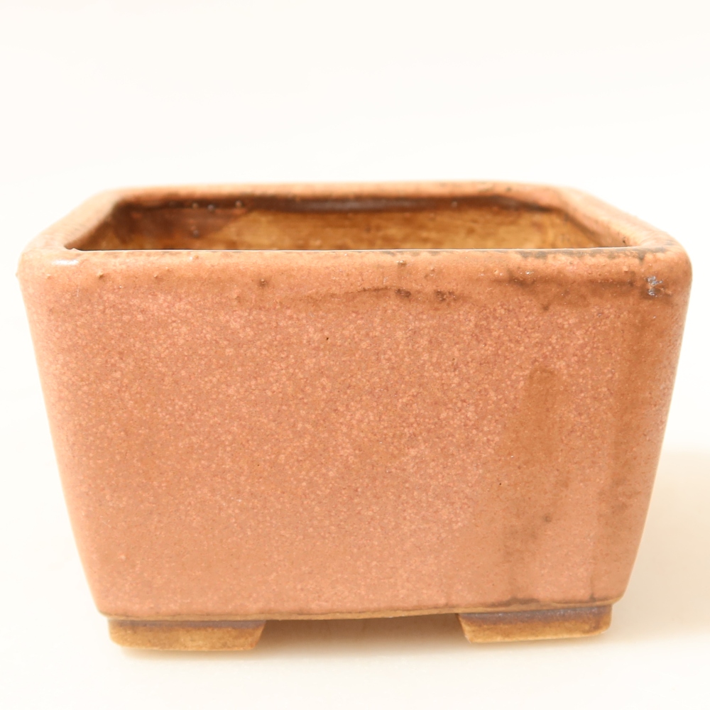 Ceramiczna miseczka do bonsai 8,5 x 8,5 x 5,5 cm, kolor różowy