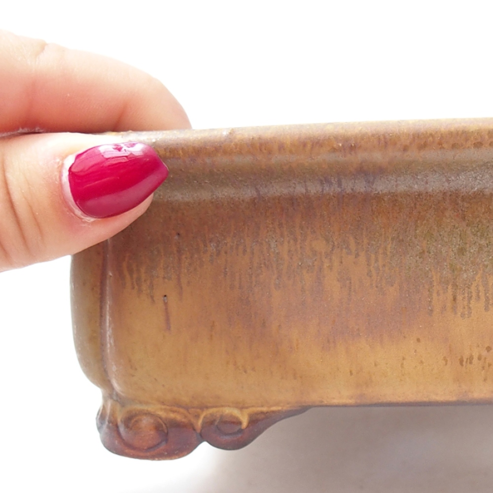 Ceramiczna miska do bonsai 19,5 x 16,5 x 6 cm, kolor zielony