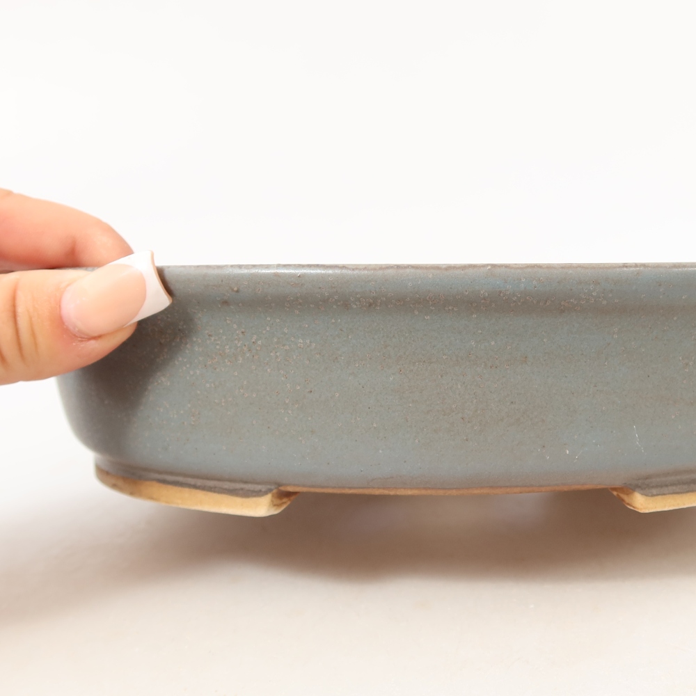 Ceramiczna miska do bonsai 21 x 19 x 5 cm, kolor niebieski