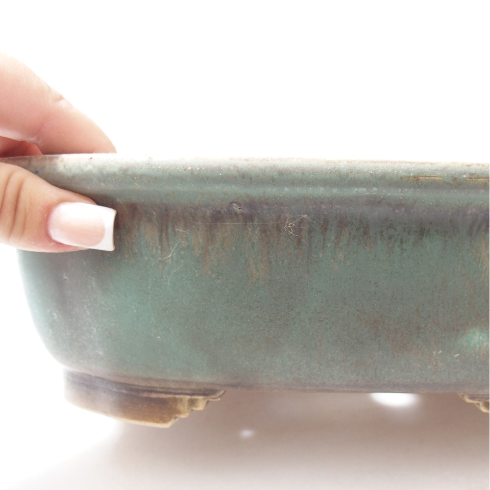 Ceramiczna miska do bonsai 25 x 21 x 8 cm, zielona