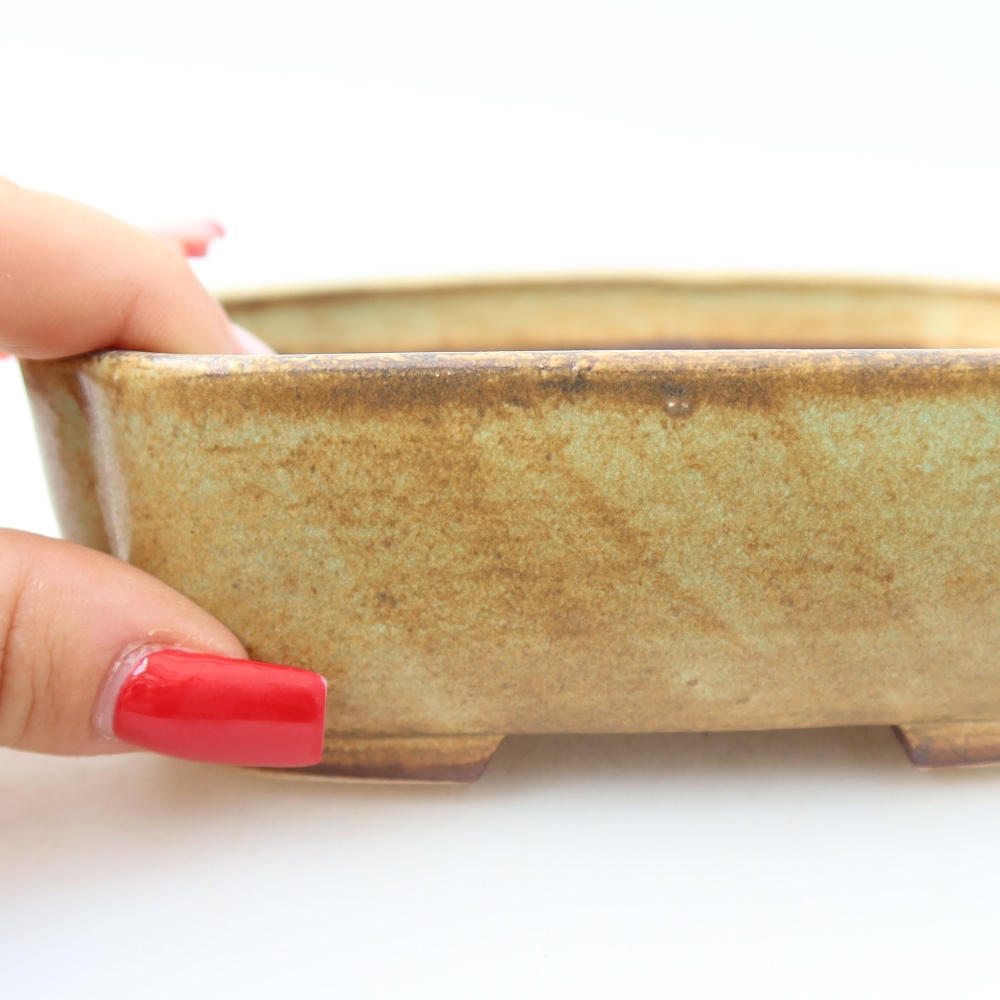 Ceramiczna miska do bonsai 13,5 x 12 x 4 cm, kolor zielony
