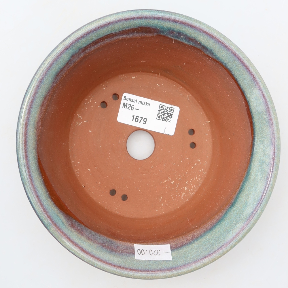 Ceramiczna doniczka do bonsai 15,5 x 15,5 x 5,5 cm, kolor zielony