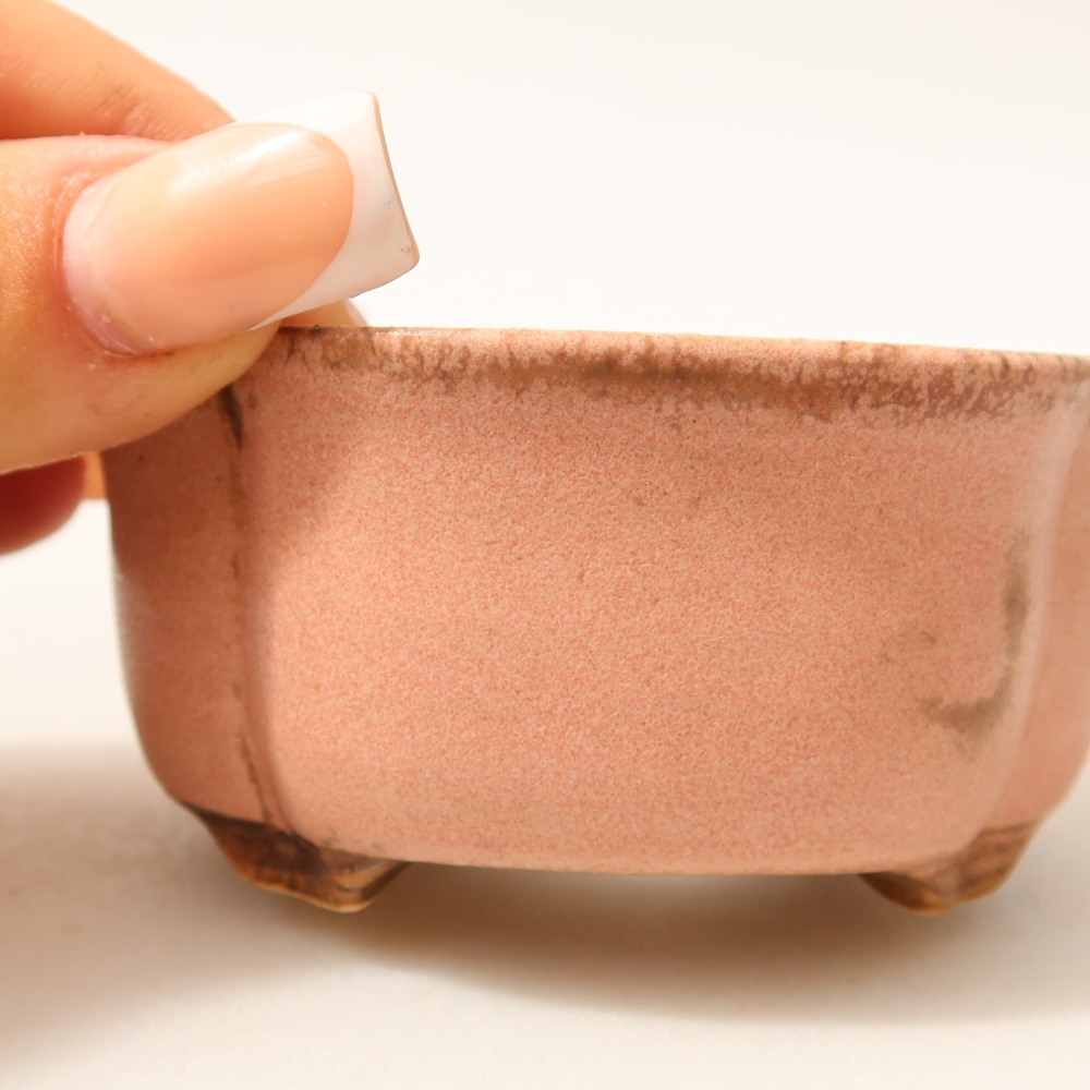 Ceramiczna miseczka do bonsai 8 x 7,5 x 3,5 cm, kolor różowy