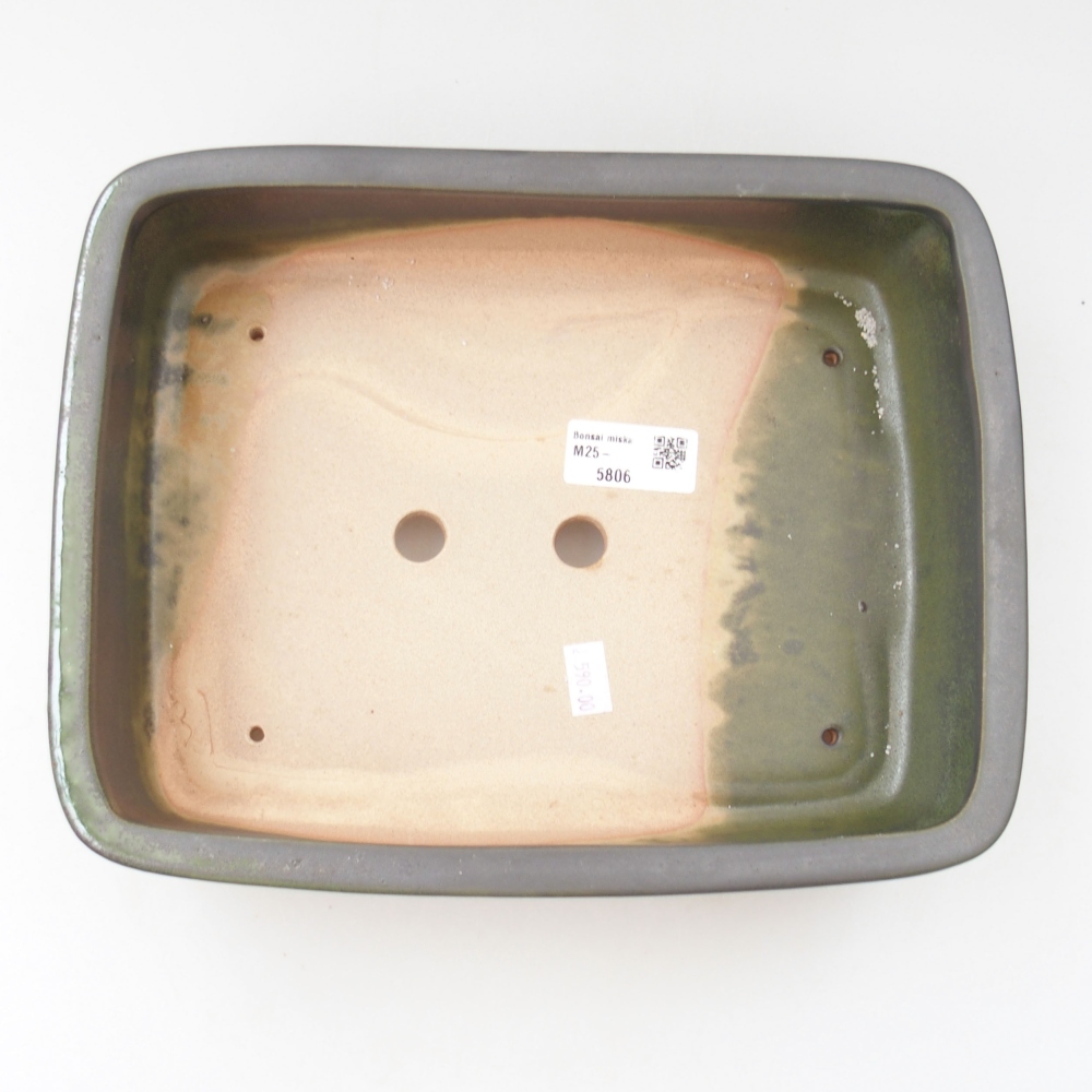 Ceramiczna miska bonsai 26,5 x 20,5 x 6,5 cm, kolor zielony