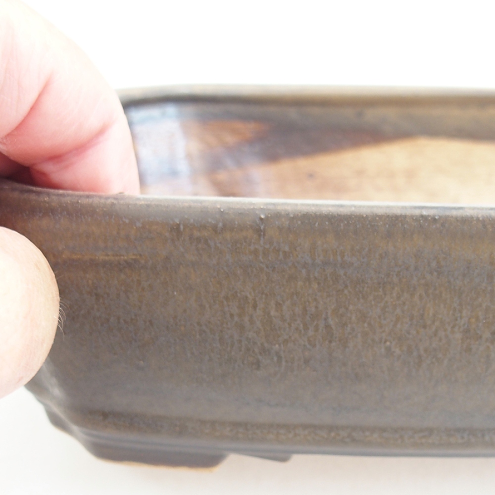 Ceramiczna miska na bonsai 21 x 18 x 6 cm, brązowa