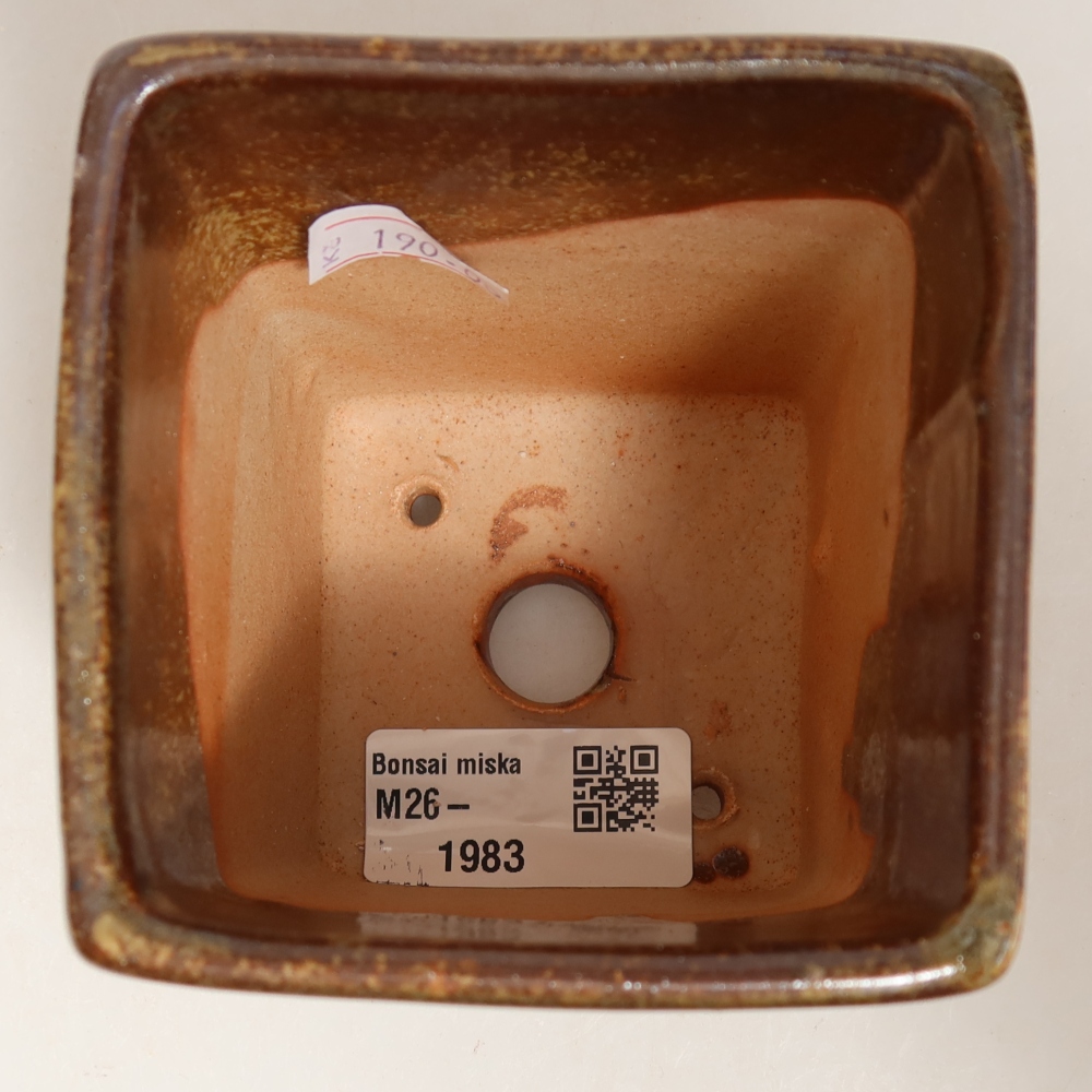 Ceramiczna miska do bonsai 7,5 x 7,5 x 9,5 cm, kolor brązowy