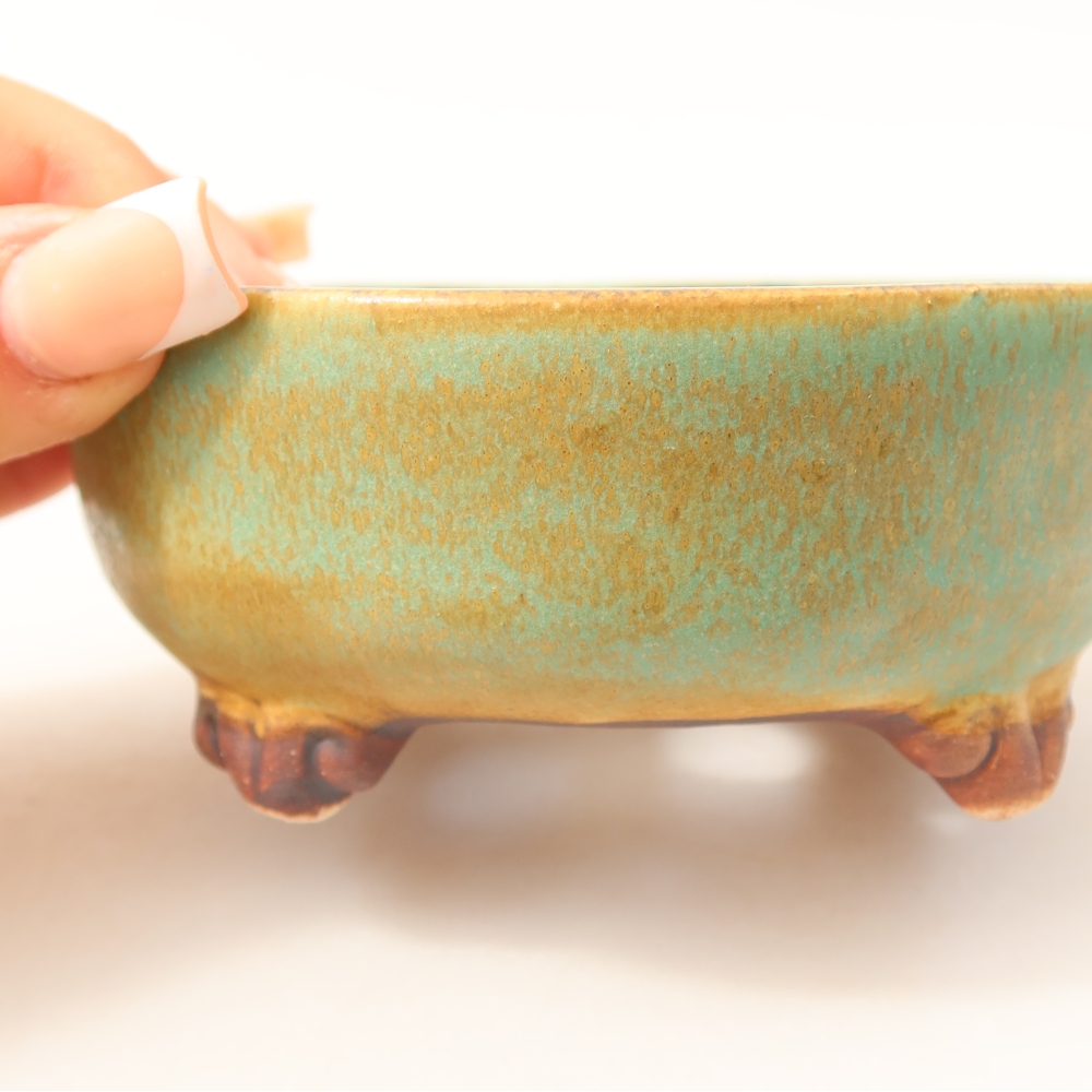 Ceramiczna miska do bonsai 11 x 11 x 4,5 cm, kolor zielony