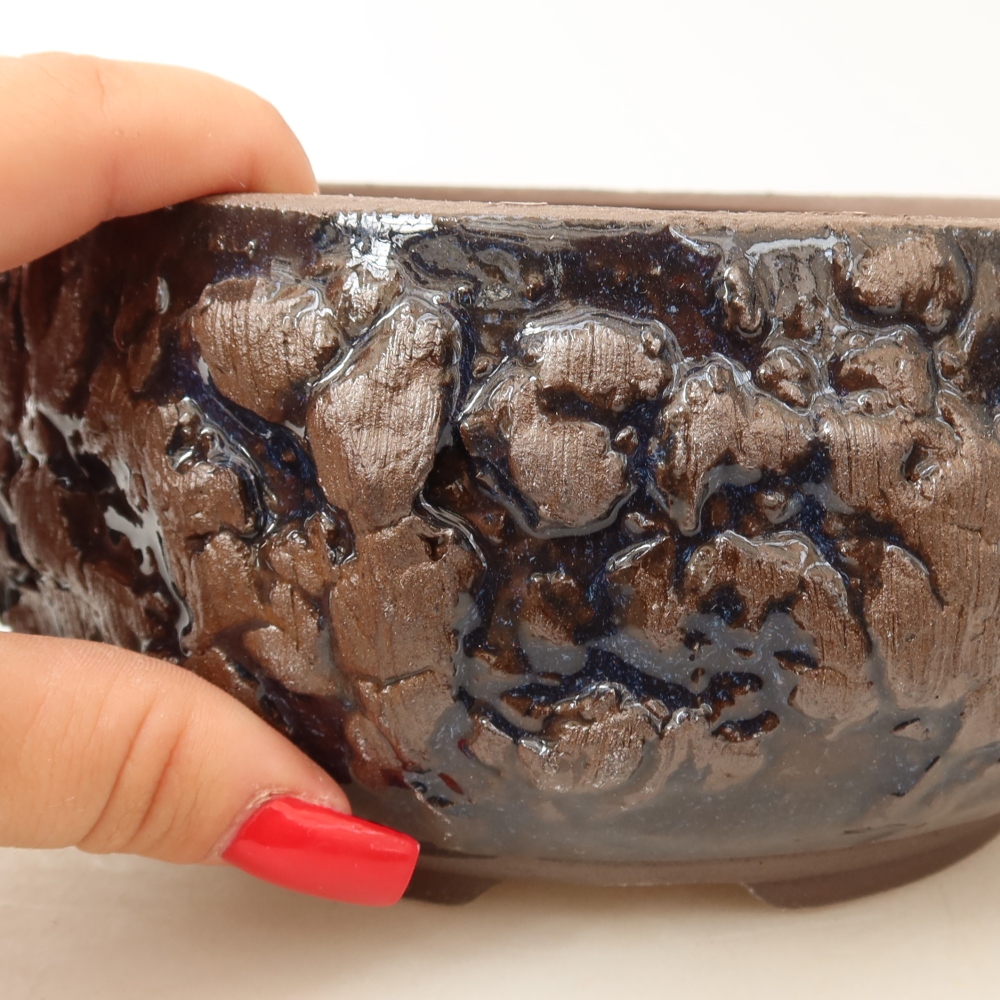 Ceramiczna miseczka do bonsai 16 x 16 x 8 cm, kolor brązowy