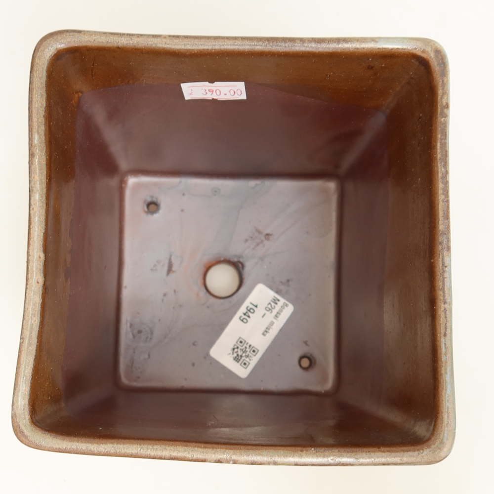 Ceramiczna miska do bonsai 13 x 13 x 13,5 cm, brązowa