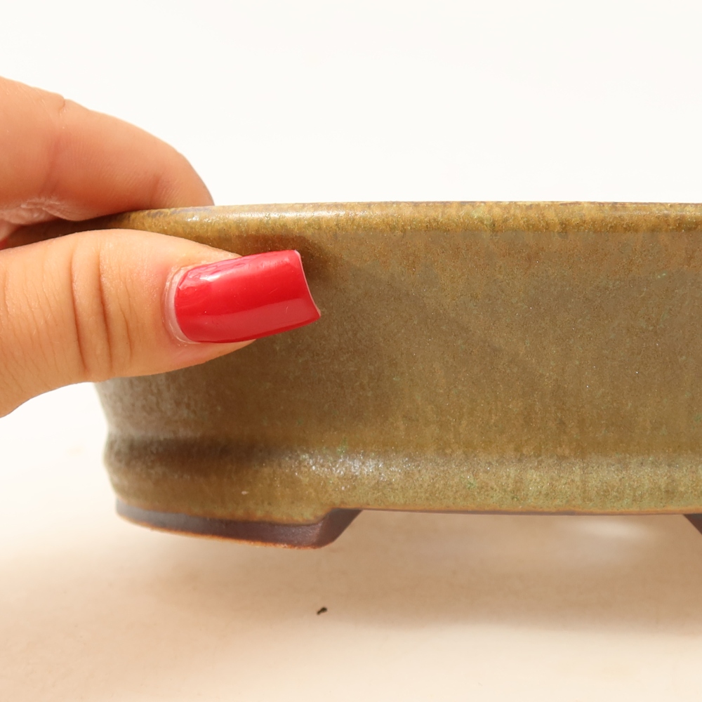 Ceramiczna miska do bonsai 17,5 x 16,5 x 4,5 cm, kolor zielony