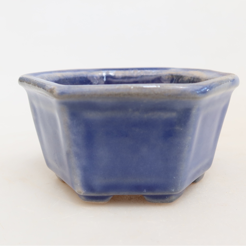 Ceramiczna miseczka do bonsai 7,5 x 7 x 4 cm, kolor niebieski