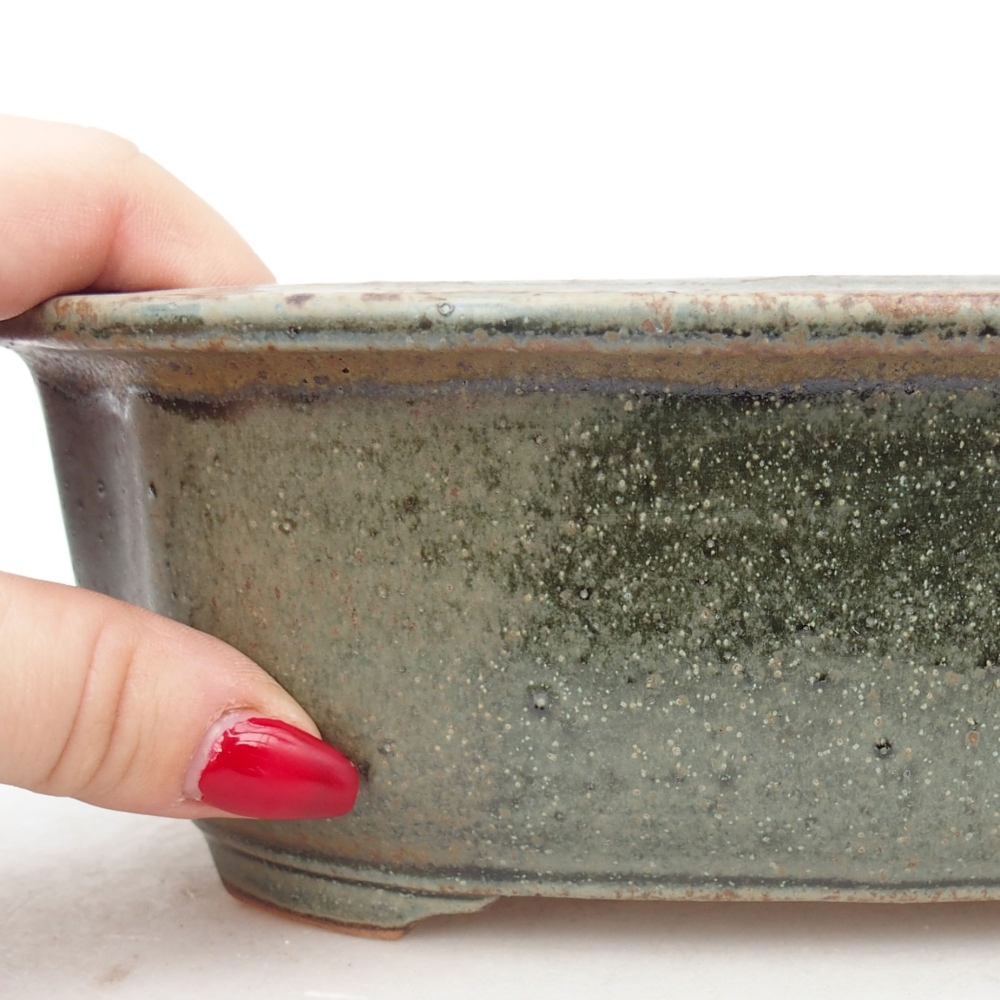 Ceramiczna miska do bonsai 22 x 18 x 7,5 cm, zielona