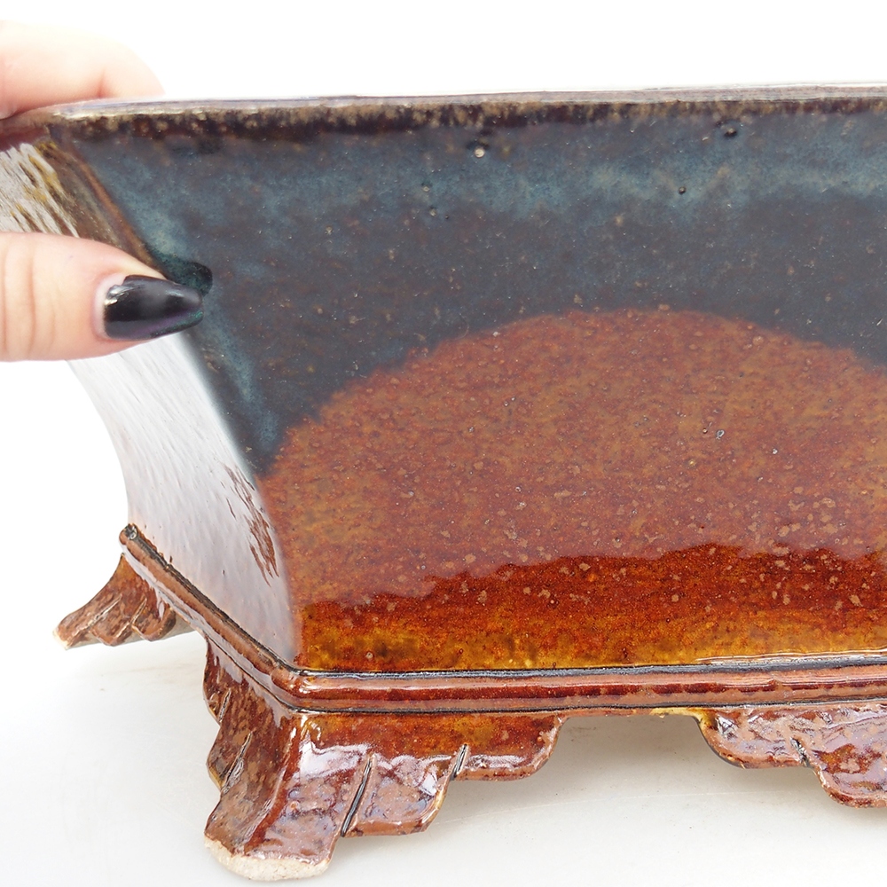Ceramiczna miska do bonsai 36 x 31,5 x 14 cm, brązowa
