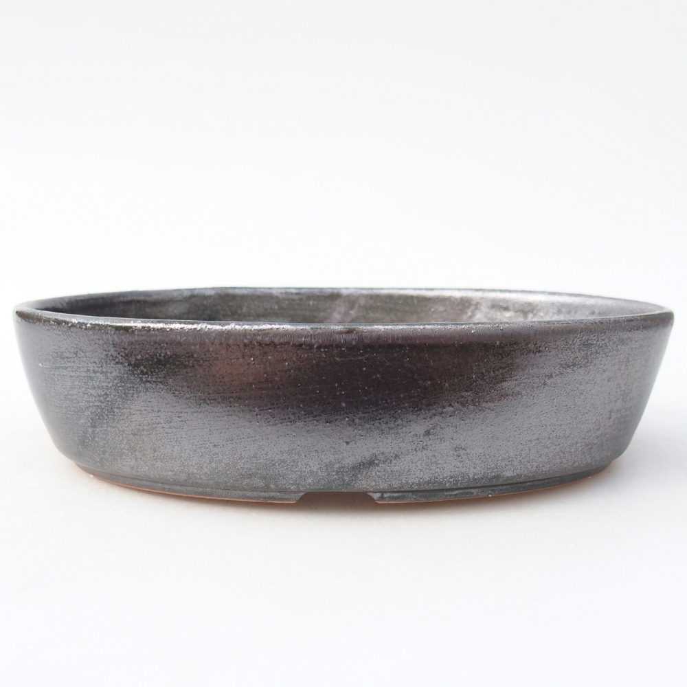 Ceramiczna miska na bonsai 18,5 x 13,5 x 4,5 cm, metaliczna zieleń