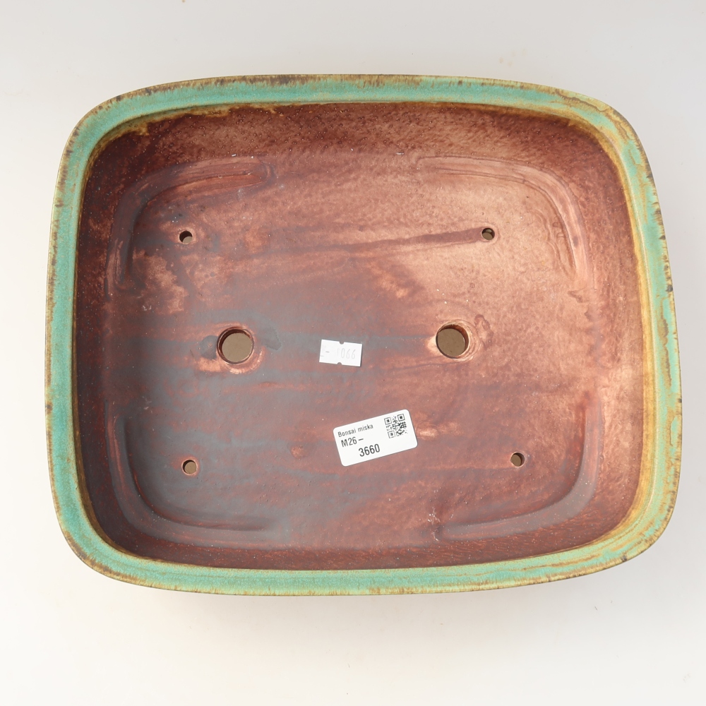 Ceramiczna miska do bonsai 29,5 x 24,5 x 7,5 cm, kolor zielony