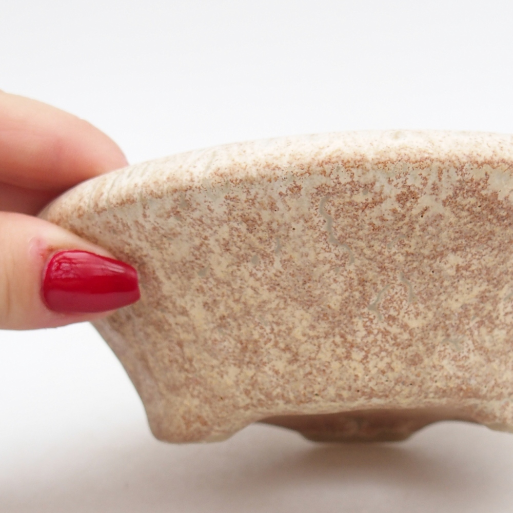 Ceramiczna miska do bonsai 13,5 x 13,5 x 5 cm, kolor beżowy