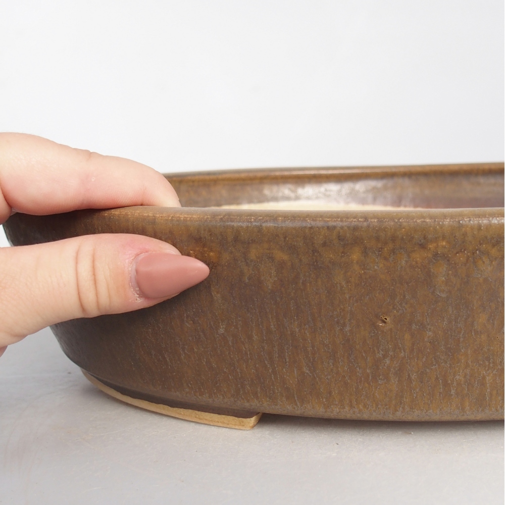 Ceramiczna miska do bonsai 31,5 x 27,5 x 6,5 cm, brązowa