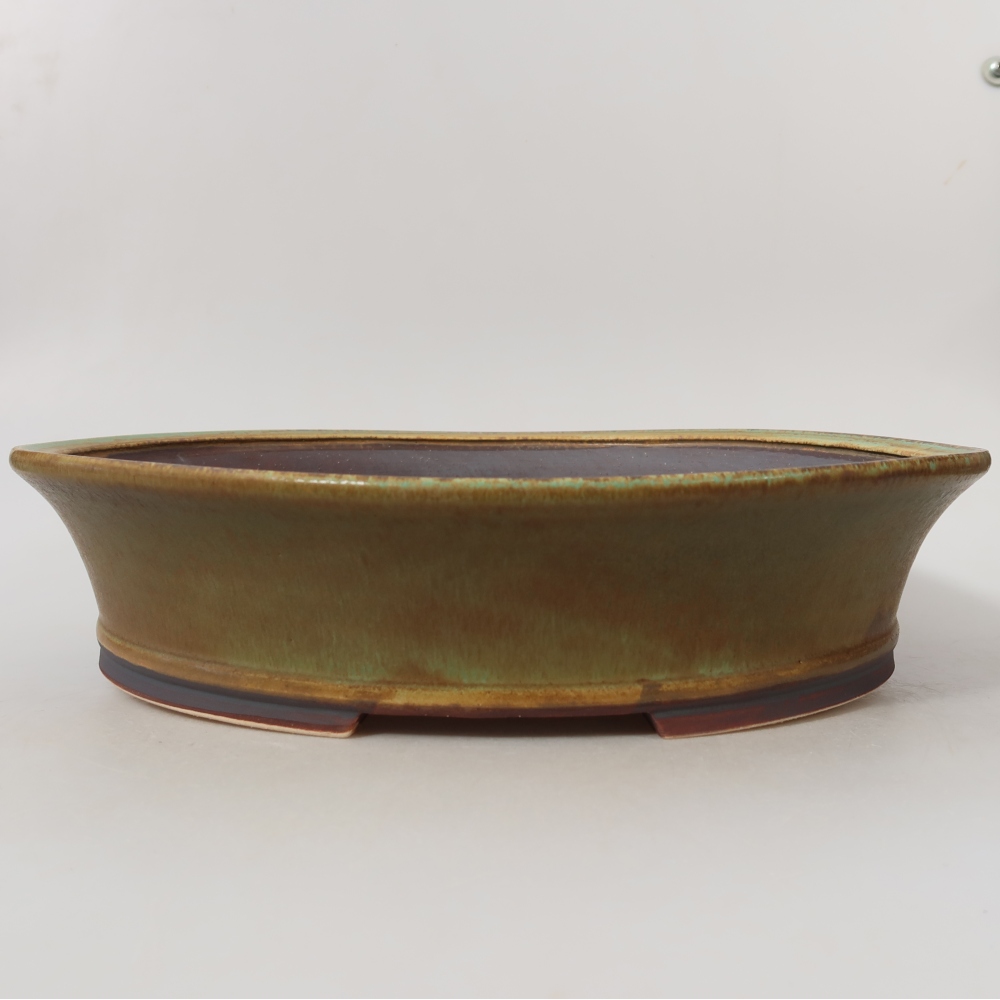 Ceramiczna miska do bonsai 31,5 x 28 x 7 cm, kolor zielony