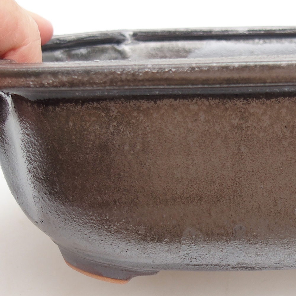 Ceramiczna miska do bonsai 22 x 16,5 x 7 cm, kolor metaliczny