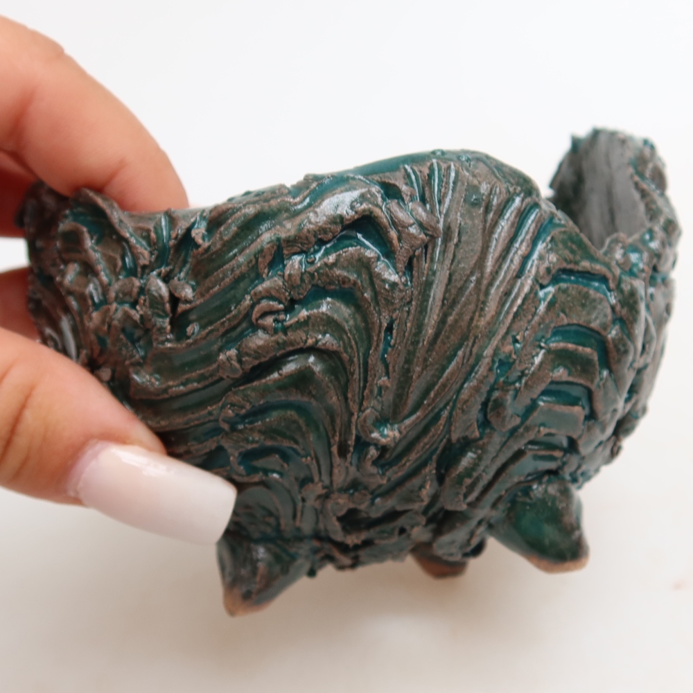 Ceramiczna skorupa  10 x 10 x 8 cm, kolor zielony
