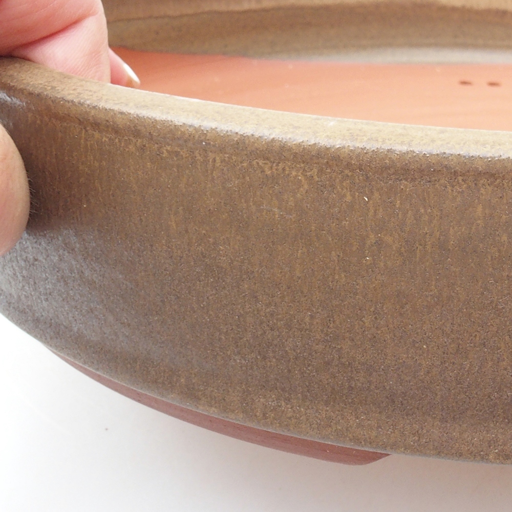 Ceramiczna miska bonsai 25,5 x 25,5 x 5,5 cm, kolor brązowy