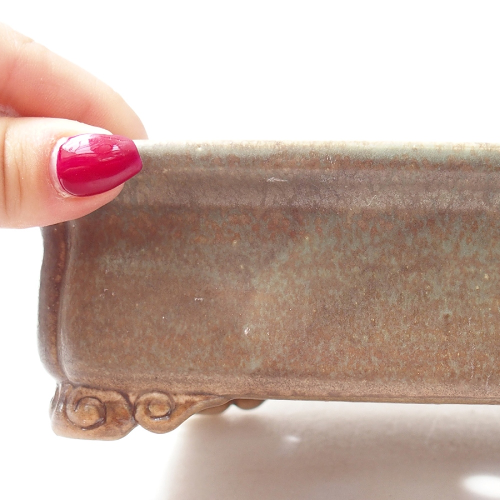 Ceramiczna miska do bonsai 19,5 x 16,5 x 6 cm, kolor zielony