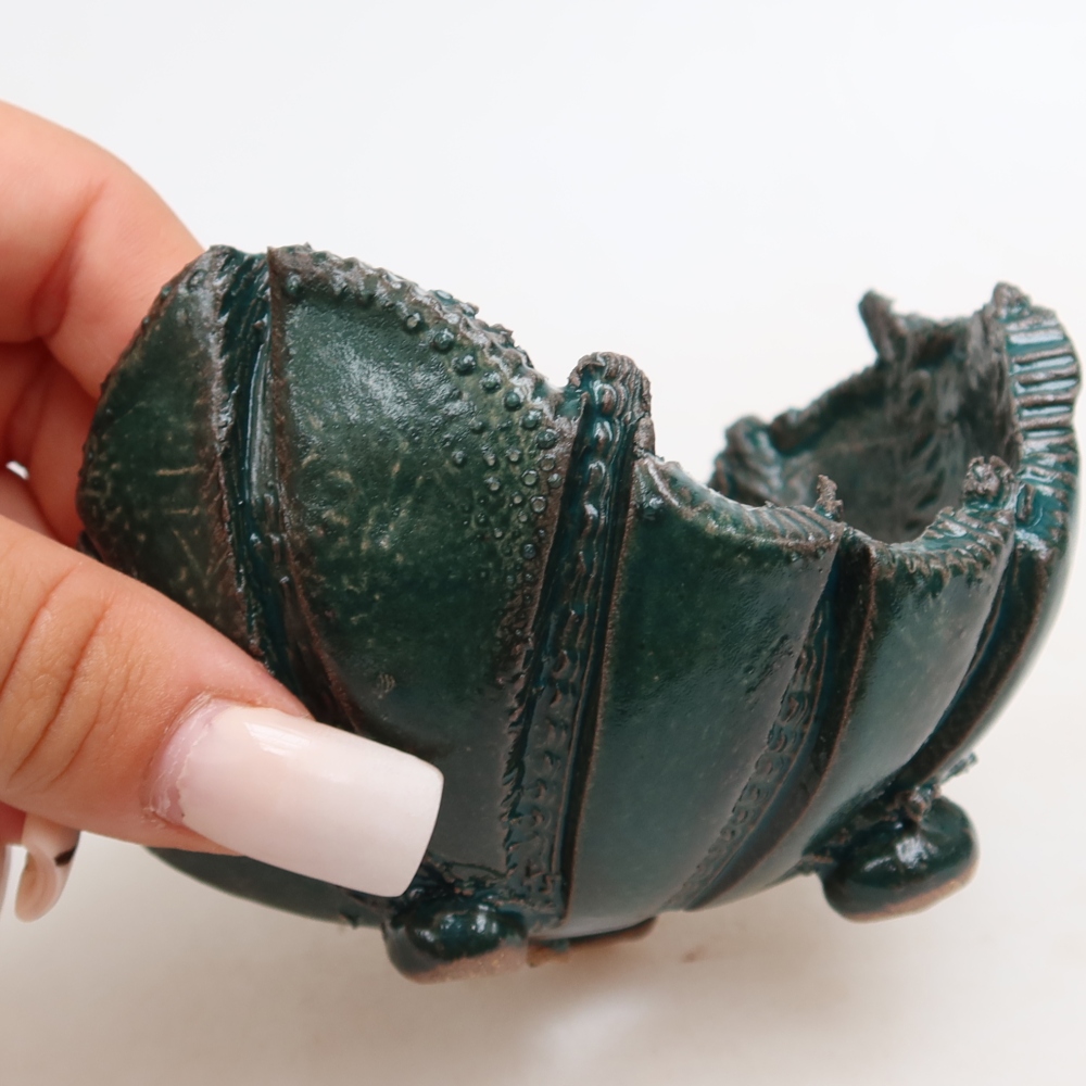 Ceramiczna skorupa  10 x 10 x 6 cm, kolor zielony