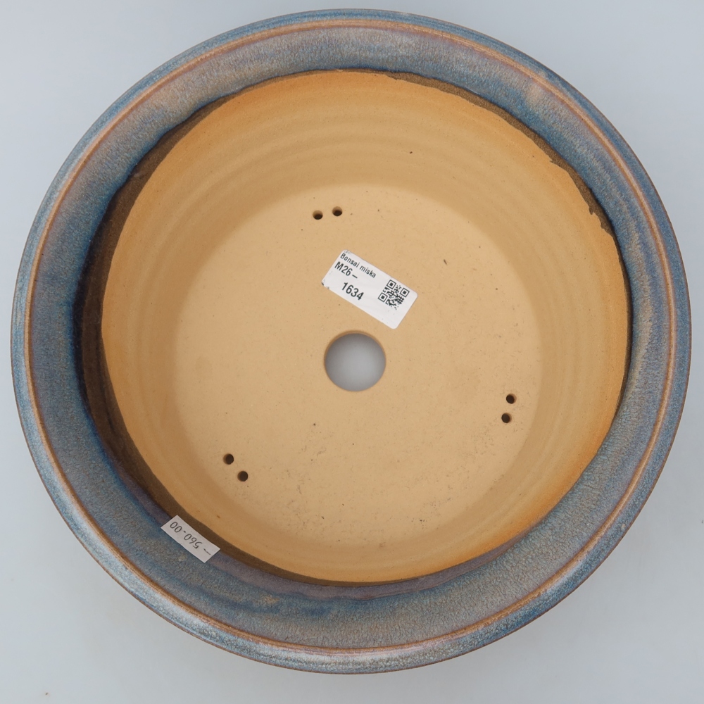 Ceramiczna doniczka do bonsai 25,5 x 25,5 x 8,5 cm, kolor niebieski