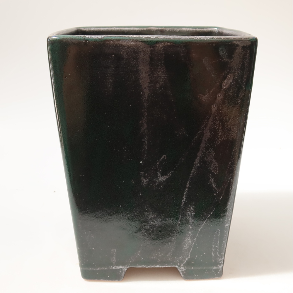 Ceramiczna miska do bonsai 15 x 15 x 19,5 cm, kolor metaliczno-zielony