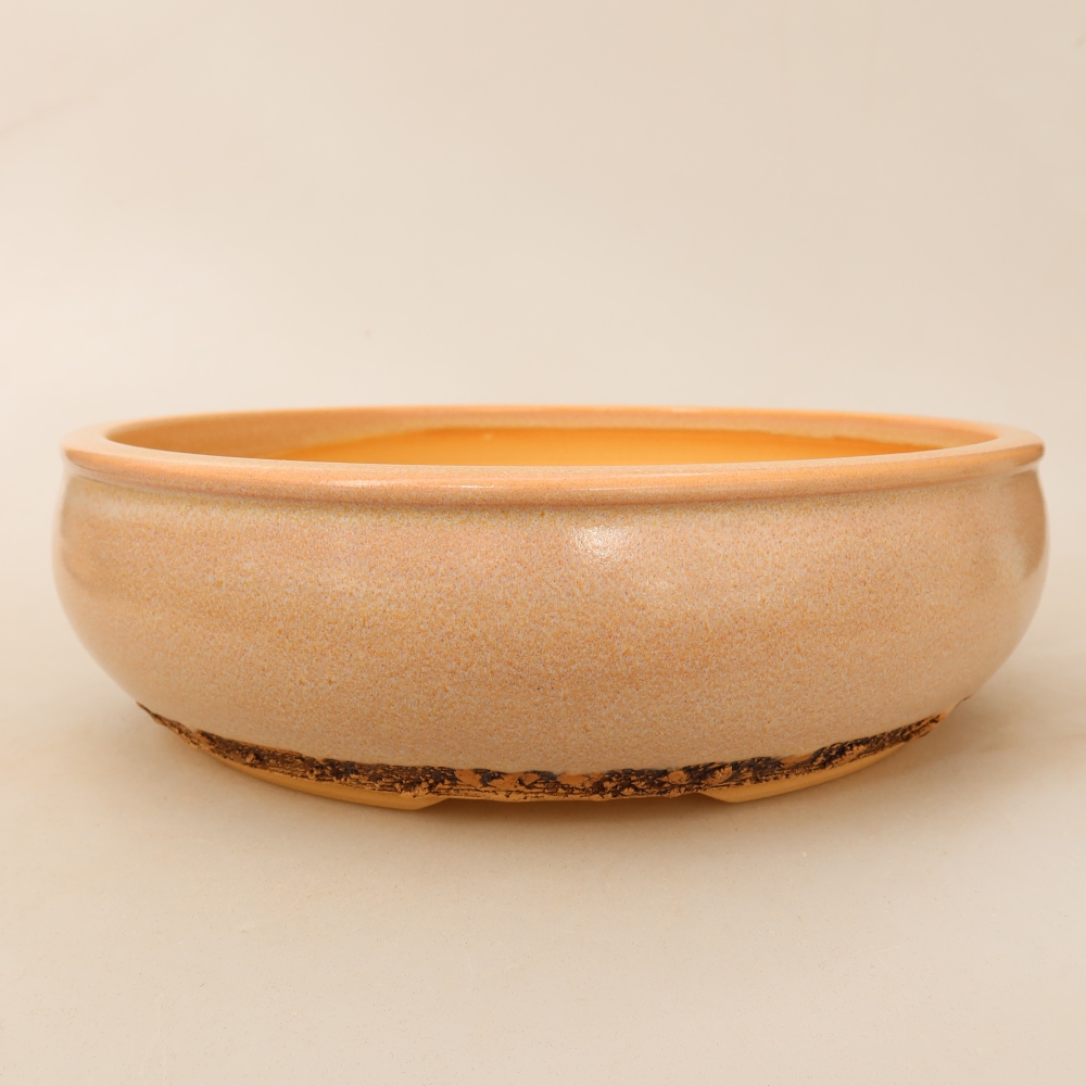 Ceramiczna miska do bonsai 23 x 23 x 7 cm, kolor beżowy