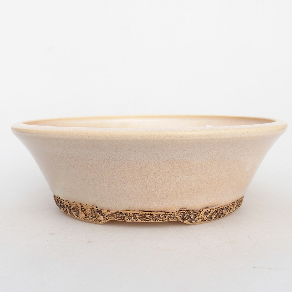 Ceramiczna miska do bonsai 18,5 x 18,5 x 6 cm, kolor beżowy