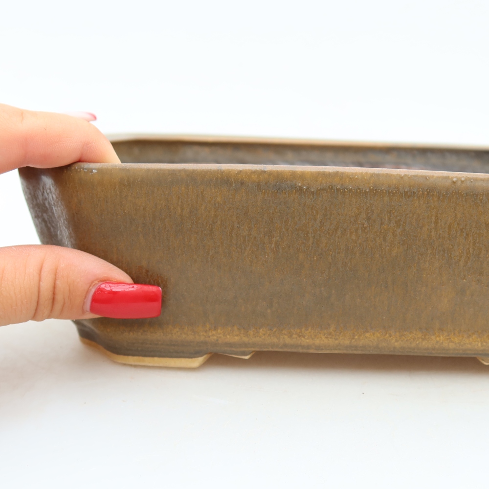 Ceramiczna doniczka do bonsai 21,5 x 18 x 6 cm, kolor brązowy
