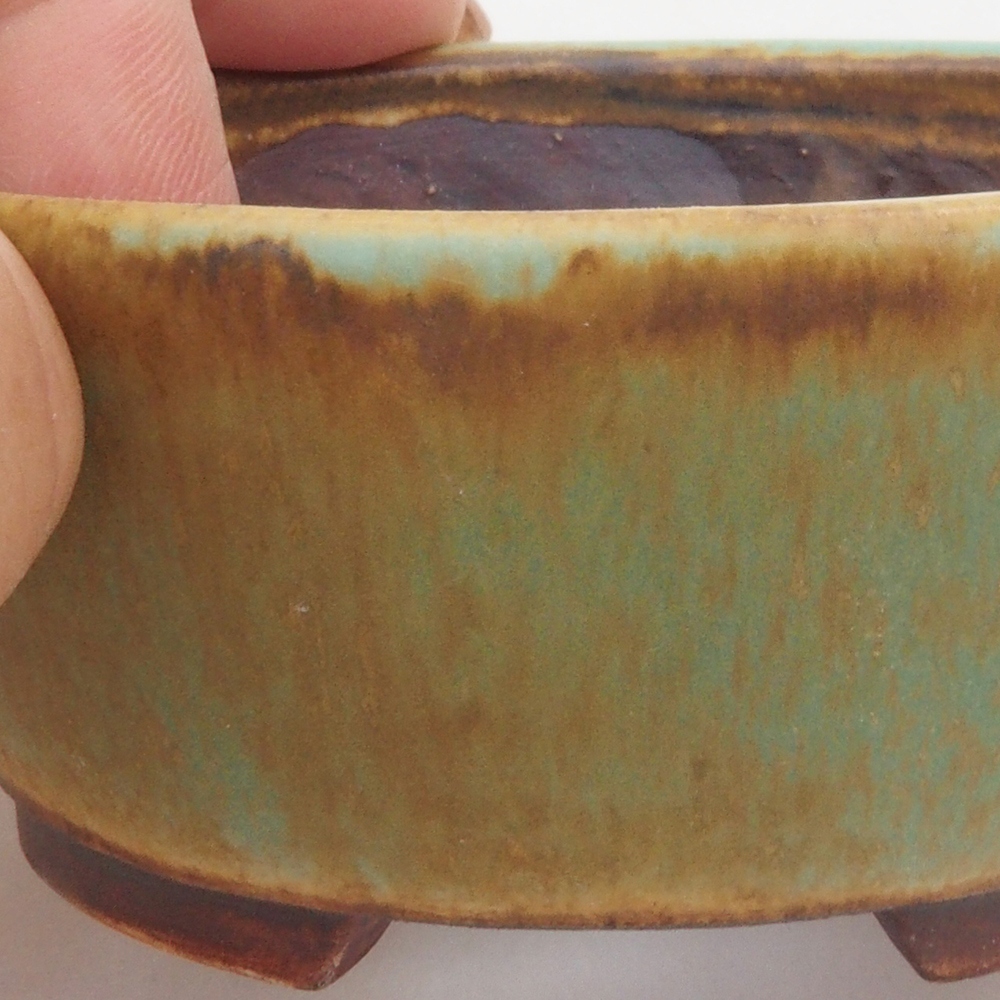 Ceramiczna miska do bonsai 10,5 x 9 x 4 cm, kolor zielony