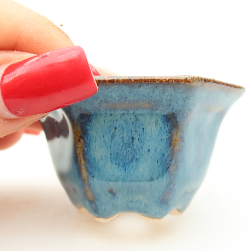 Ceramiczna miseczka do bonsai 5,5 x 5 x 3 cm, kolor niebieski