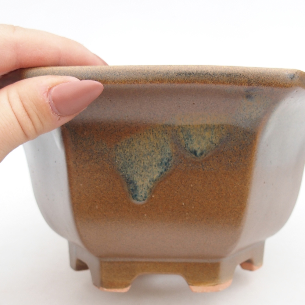 Ceramiczna miska do bonsai 18,5 x 16,5 x 9 cm, brązowa