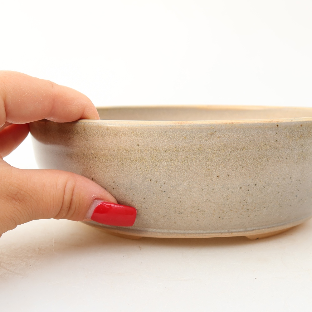 Ceramiczna miska do bonsai 17,5 x 17,5 x 6 cm, kolor beżowy
