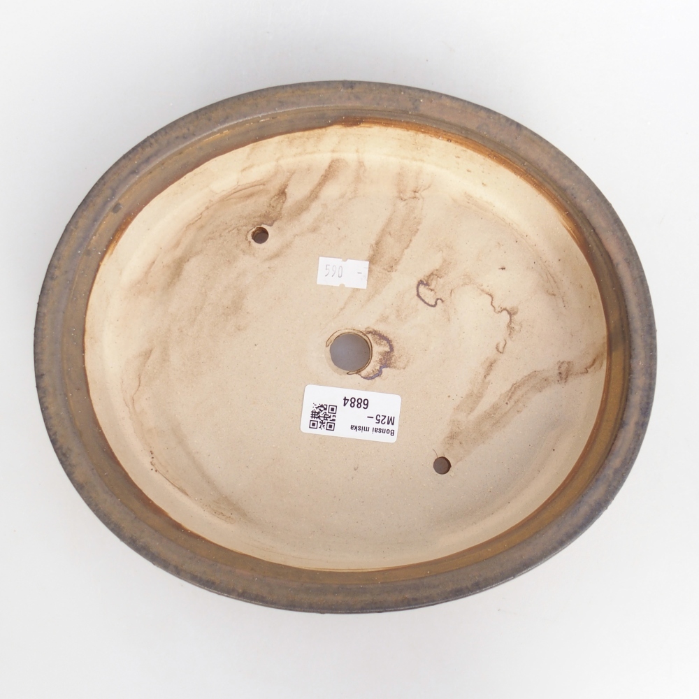 Ceramiczna miska na bonsai 24 x 20,5 x 5 cm, brązowa