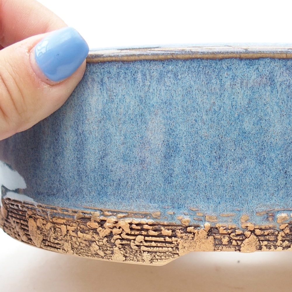 Ceramiczna miska do bonsai 18,5 x 18,5 x 5,5 cm, kolor niebieski