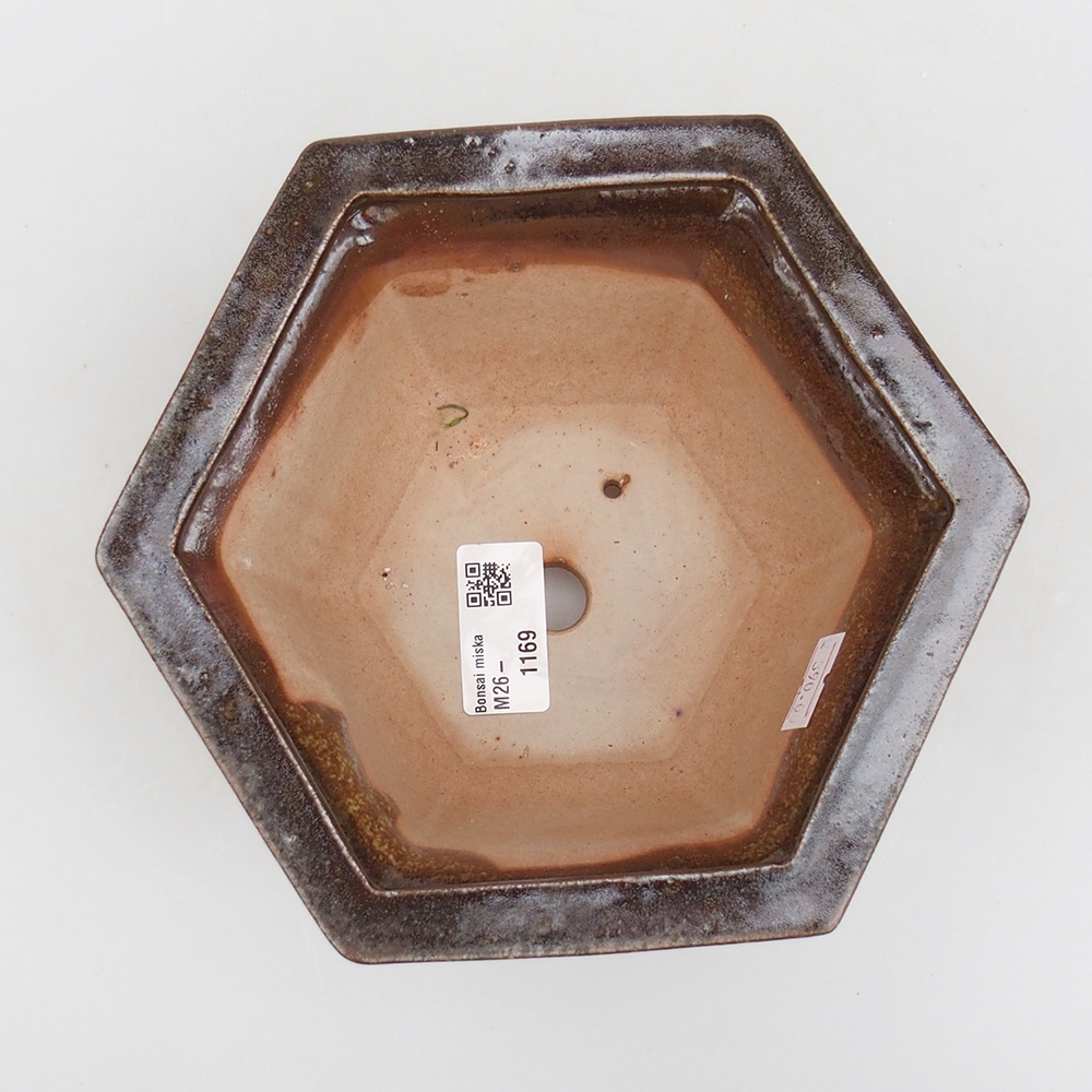 Ceramiczna miska bonsai 18 x 16 x 9 cm, kolor brązowo-zielony