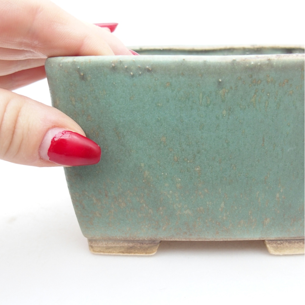 Ceramiczna miska na bonsai 11 x 11 x 7 cm, zielona