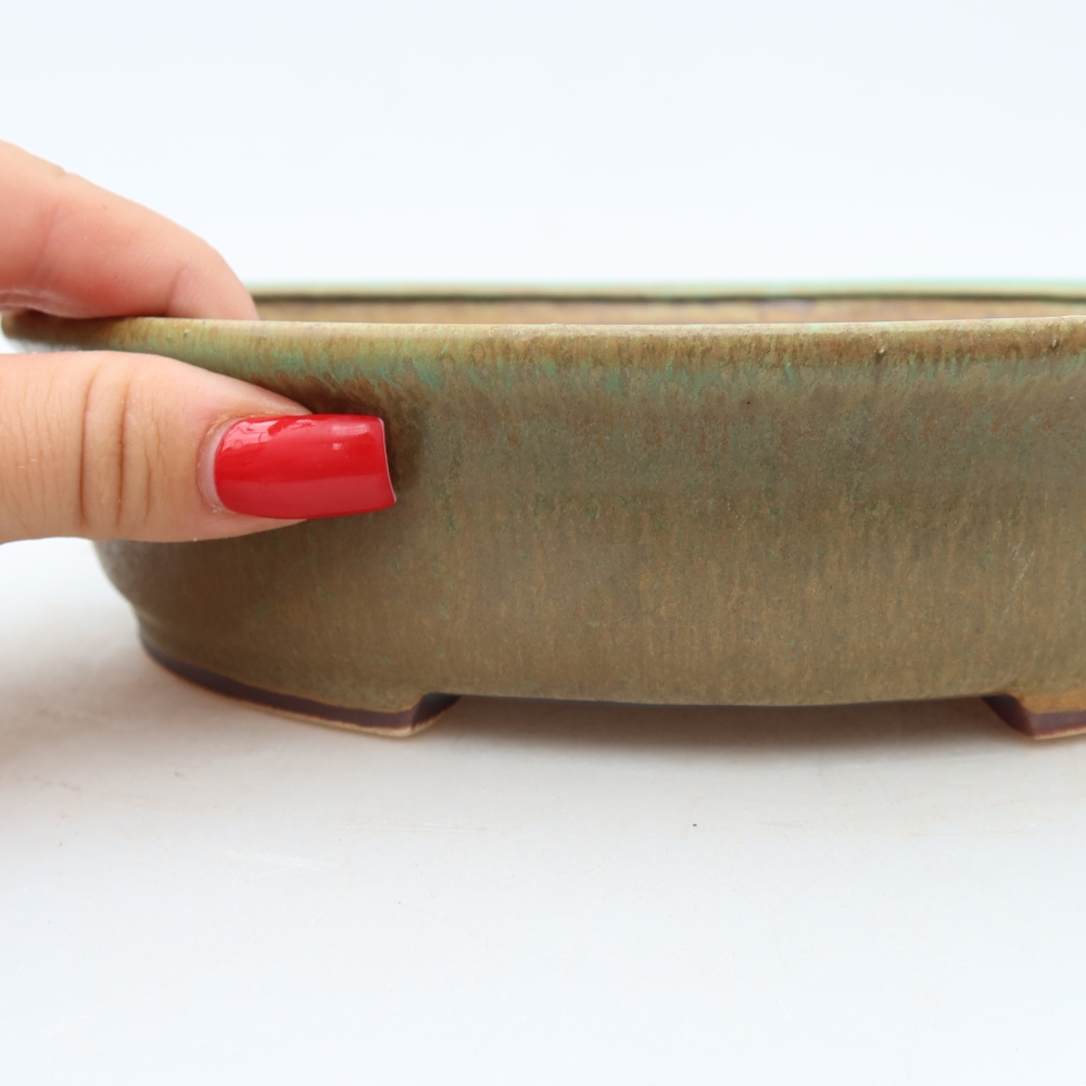 Ceramiczna miska do bonsai 21 x 19,5 x 5 cm, kolor zielony