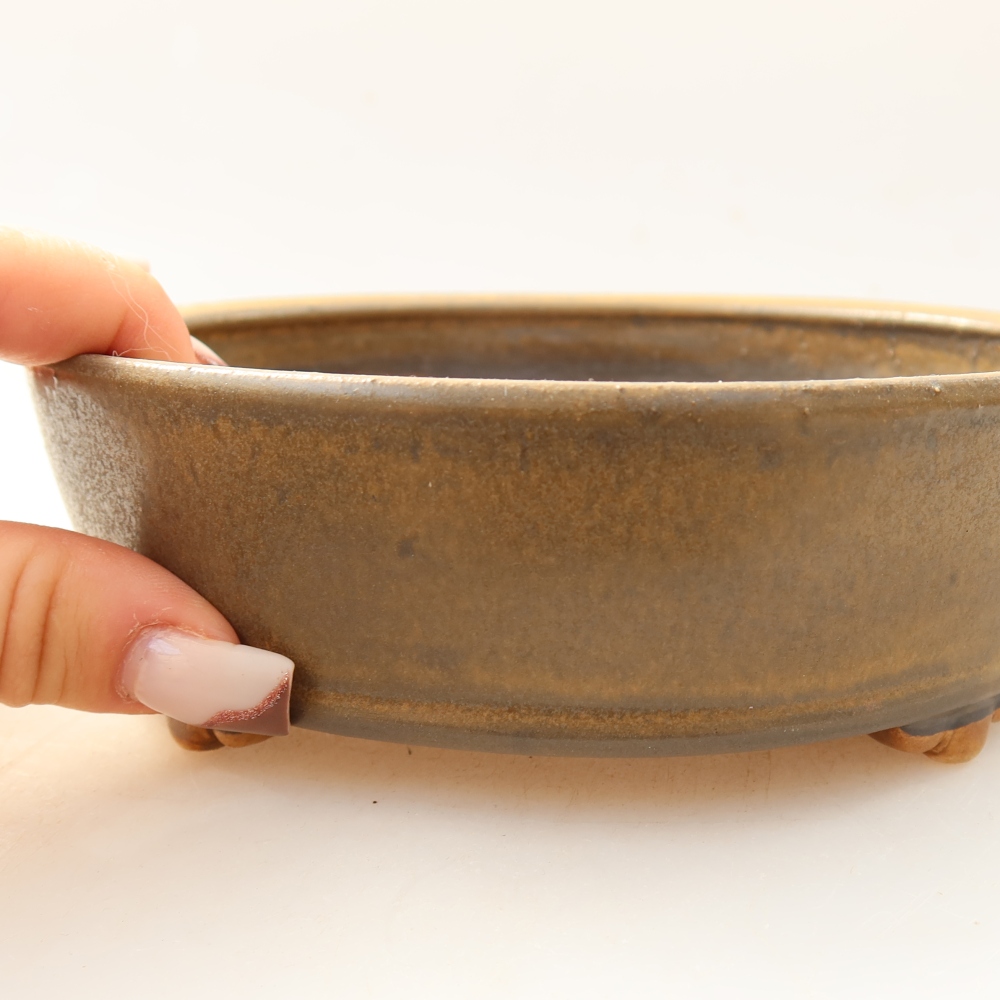 Ceramiczna miska do bonsai 15,5 x 15,5 x 5 cm, brązowa