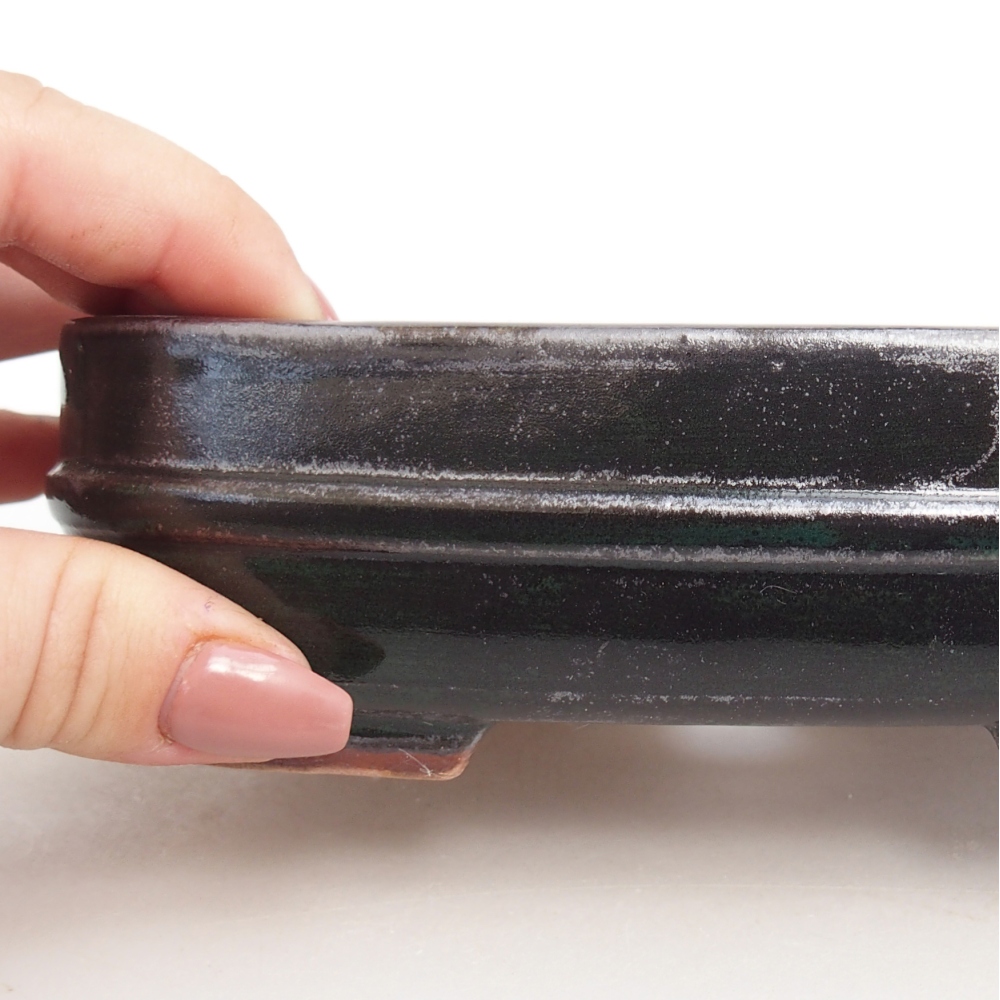 Ceramiczna miska do bonsai 14,5 x 12,5 x 4,5 cm, kolor czarny